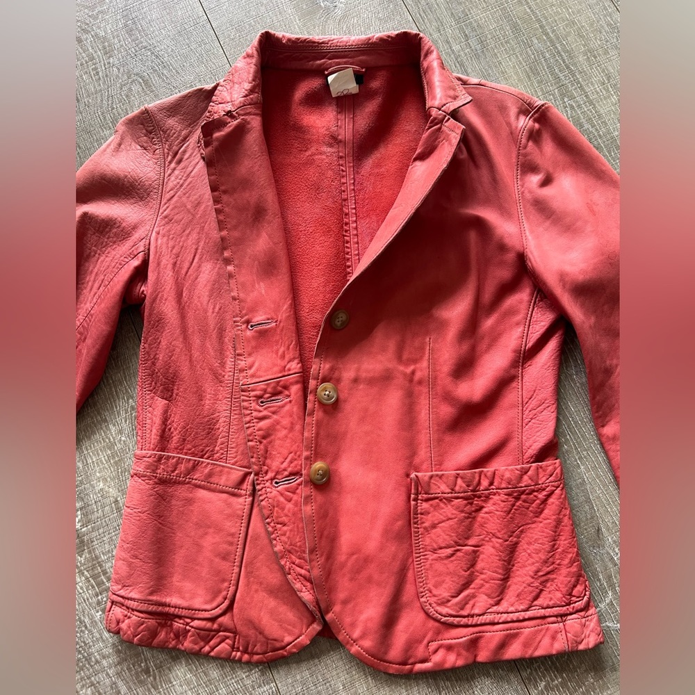 Pink Leather Blazer